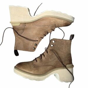 Sorel hi-line heel boots for women Tan Leather lace up Ankle Boots